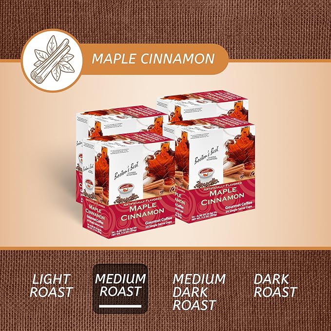 Boston’s Best - Maple Cinnamon Flavored Delicious Gourmet Coffee Compatible with Keurig Coffee Maker 24 Count (Pack of 4)