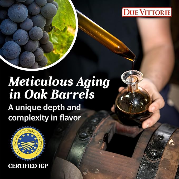 Due Vittorie Oro Gold Barrel Aged Balsamic Vinegar of Modena IGP - Special Edition in Glass Decanter Traditional Aged Balsamic Vinegar from Italy - 8.45 fl oz (250 ml)