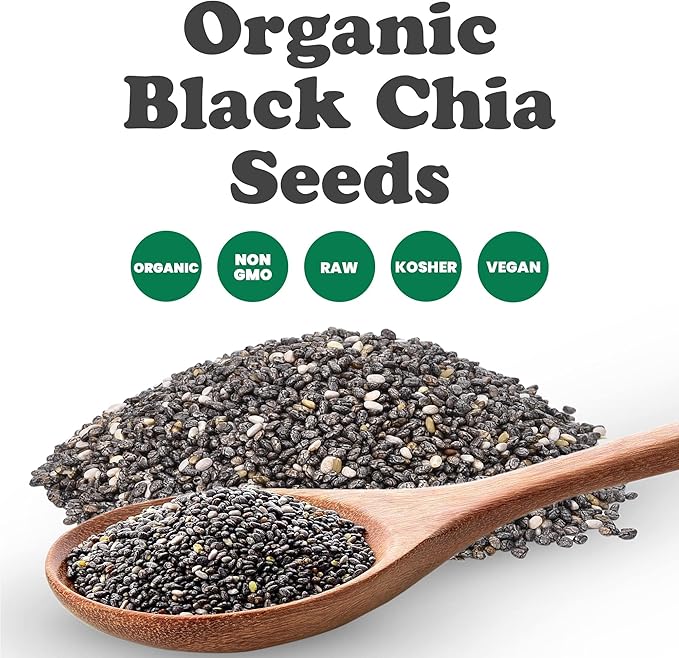 Food to Live Organic Black Chia Seeds 20 Pounds - Non-GMO Whole Sproutable Vegan Keto Sirtfood Bulk. Rich in Essential Fatty Acids Fiber Protein. Great for Chia Pudding Smoothie Oatmeal