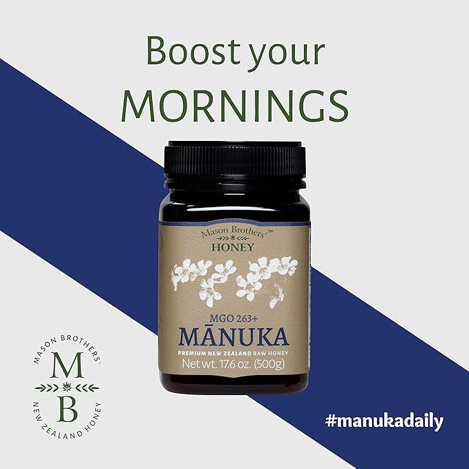Mason Brothers’ Raw Manuka Honey MGO 263+ | 100% Pure New Zealand Honey | Traceable | MGO Certified / 17.6oz