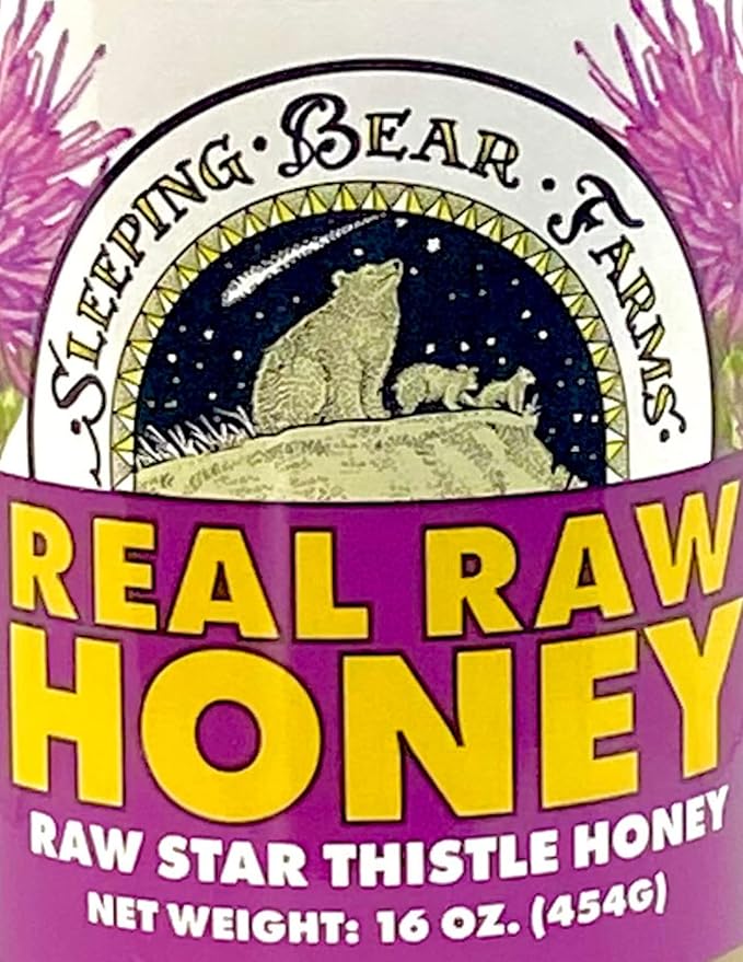 One Pound (16oz) Glass Jar Real Raw Star Thistle Honey From Michigan Beekeepers