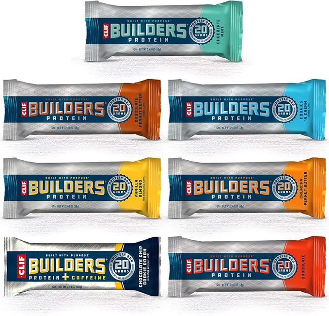 Clif Bar - Builders Protein Bar Variety Pack 20g of Protein Gluten-Free Non-GMO Low Glycemic 33.6 Ounce