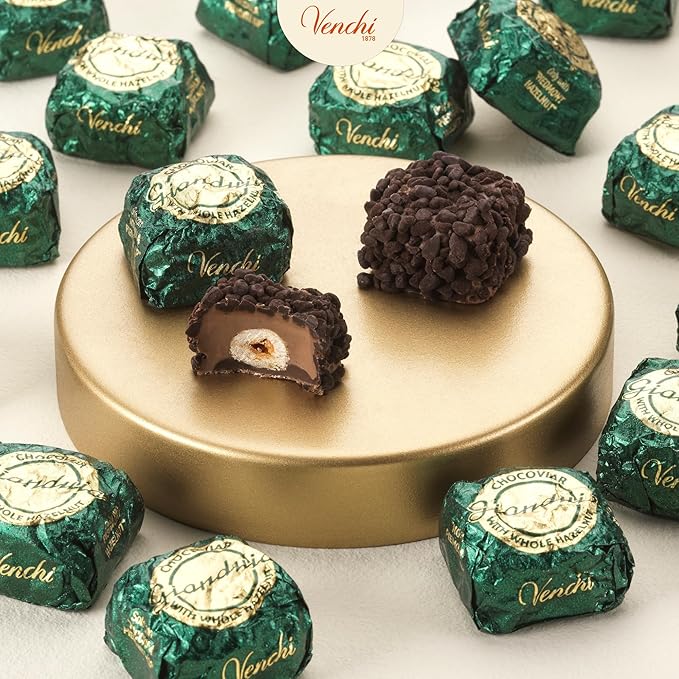 Venchi - Chocoviar Gianduja 35.27 oz Bag of Gianduja Chocolates Made Exclusively with Piedmont Hazelnuts Gluten-Free No Artificial Colors or Preservatives