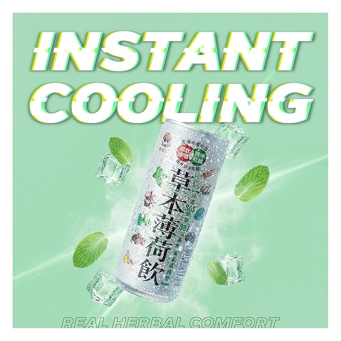 NÜLIFE Peppermint Herbal Iced Tea 8 Botanical Blend Herbal Tea Drink for Cooling Refreshment and Throat Soothe Caffeine-Free Zero Jitters Low Calorie Healthy Mint Drink 8.11 Oz Cans (Pack of 24)