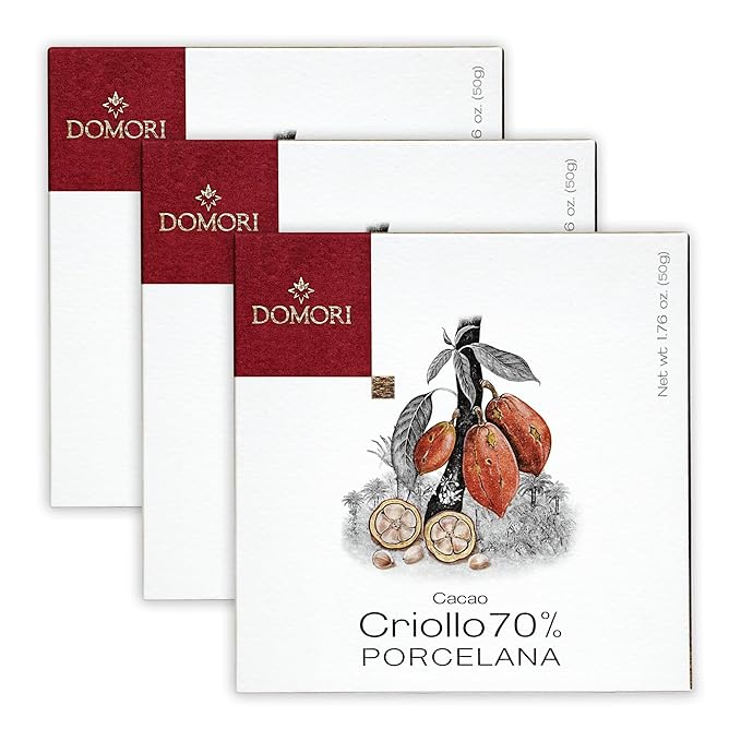 Domori Porcelana 70% Dark Chocolate 3 Pack - Italian Chocolate - Bean-to-Bar Direct Sourced - Gluten-Free Vegan - Bundle