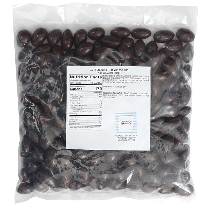 Dark Chocolate Covered Almonds 2 Pound Bulk Bag Chocolate Covered Nuts The Hampton Popcorn &amp Candy Company