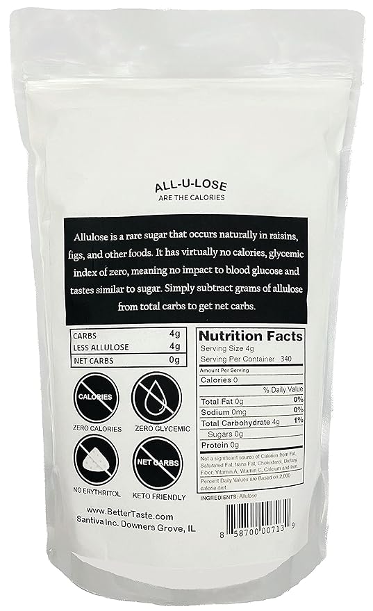 BetterTaste Allulose Sweetener Zero Calorie Granulated Sugar Substitute Non-GMO Non Erythritol Gluten Free &amp Vegan Keto Sweetener