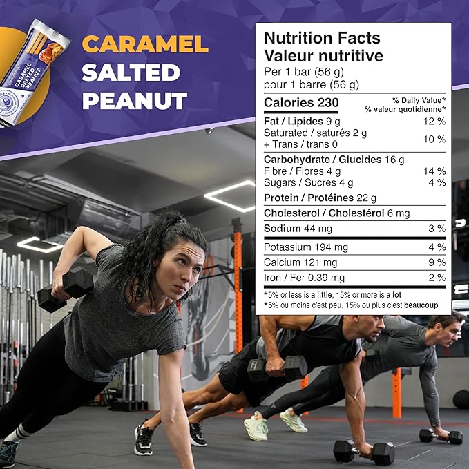 Daryl's Bars Caramel Salted Peanut On the Go Whey Protein Bars Gluten Free 22gr of Protein Snack Meal Replacement Pack of 1