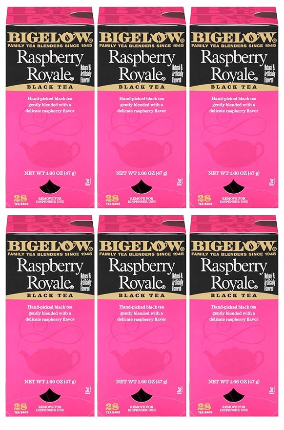 Bigelow Raspberry Royale Tea Bags 28-Count Boxes (Pack of 6) Black Tea Bags All Natural Gluten Free Rich in Antioxidants
