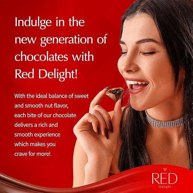 Red Delight Milk Chocolate Diamond Truffles with Smooth Nut Filling - Pack of 10 (With 40 Chocolate Truffles) 15.50oz Creamy Treats - Kosher No Added Sugar Gluten-Free European-Style Chocolates