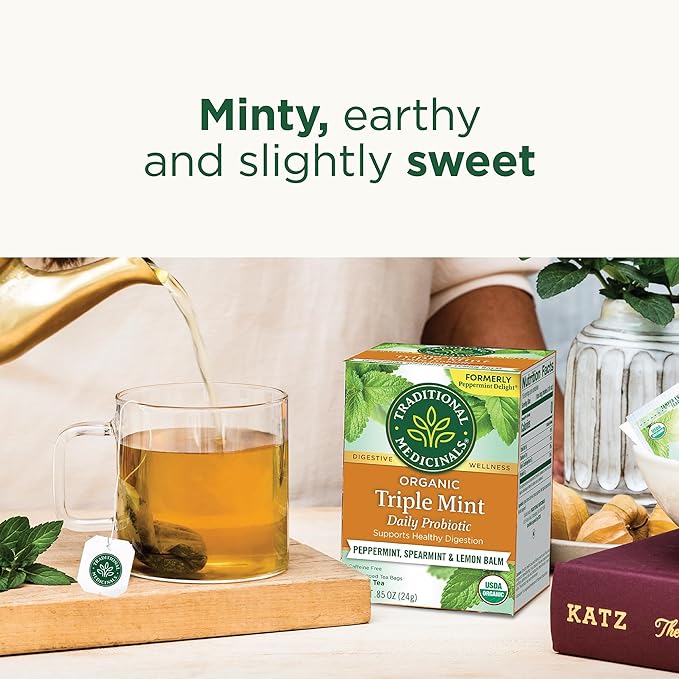 Traditional Medicinals Organic Peppermint Delight Probiotic Tea (Pack of 6) Supports Healthy Digestion 96 Tea Bags Total