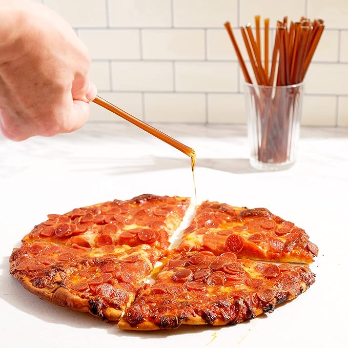 Bees Knees Spicy Honey Sauce + Sticks Set Wildflower Honey Mixed with Habanero Peppers 12.5 Ounce Bottle + 50 Sticks