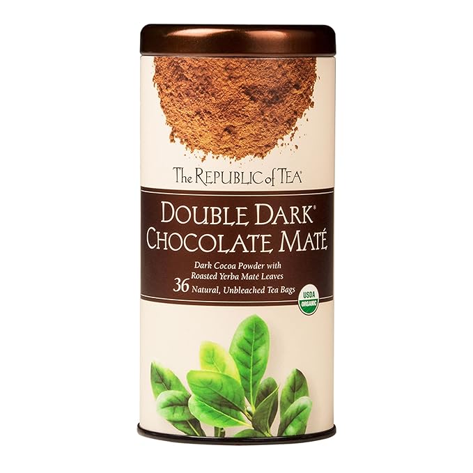 The Republic of Tea – Organic Double Dark Chocolate Maté Naturally Caffeinated Yerba Maté Steeps 36 Cups