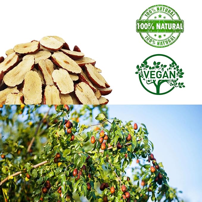 DABC OAK LAND Dried Jujube Red Dates slices High Nutrition and High Vitamin Red Jujube Dates Slice Snacks Dried Fruit Sweet Jujube Packed In USA 特级红枣片 (Dried Dates Slices 2 Pound)