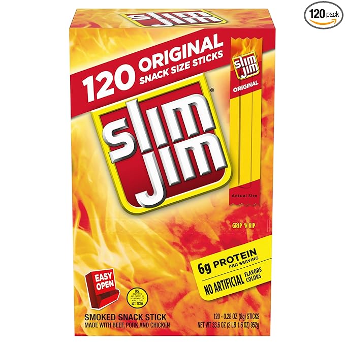 Slim Jim Snack-Sized Smoked Meat Stick Original Flavor .28 Oz. 120-Count