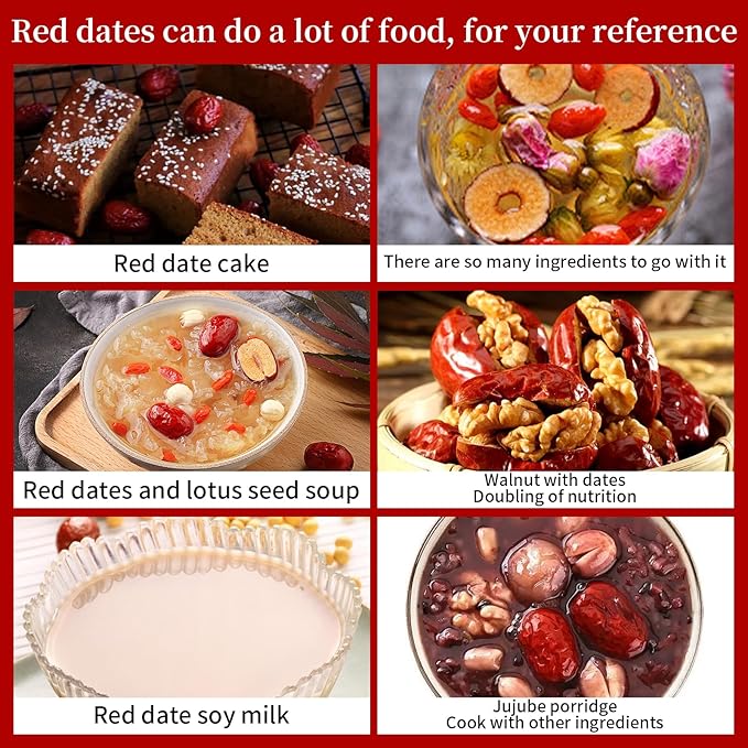 Baihuatang Chinese Jujube Dates 500g (1.1LB) dried red date High Grade Dried Red Dates Fruit Jujubes Healthy Dried Fruit Superfood Snack No Preservatives Vegan Kosher Sweet Crispy Small Core 红枣 大枣