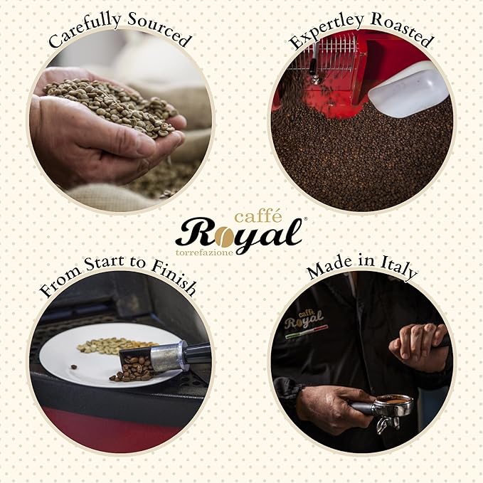 Royal Caffé Italian Coffee Beans – 100% Arabica Medium Roast Smooth &amp Aromatic with Notes of Caramel Fruit &amp Vanilla Whole Bean Freshly Roasted Gourmet Coffee 2.2 lbs (1000g) Made in It