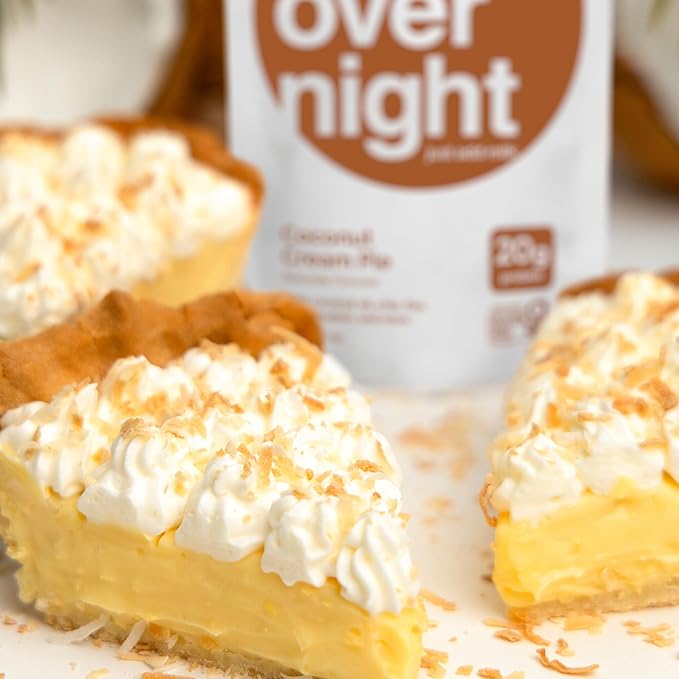 Oats Overnight Coconut Cream Pie - Overnight Oats with 20g Whey Protein High Fiber Breakfast Protein Shake - Gluten Free Oatmeal Non GMO High Protein Oatmeal (2.8 oz per Meal) (8 Pack)