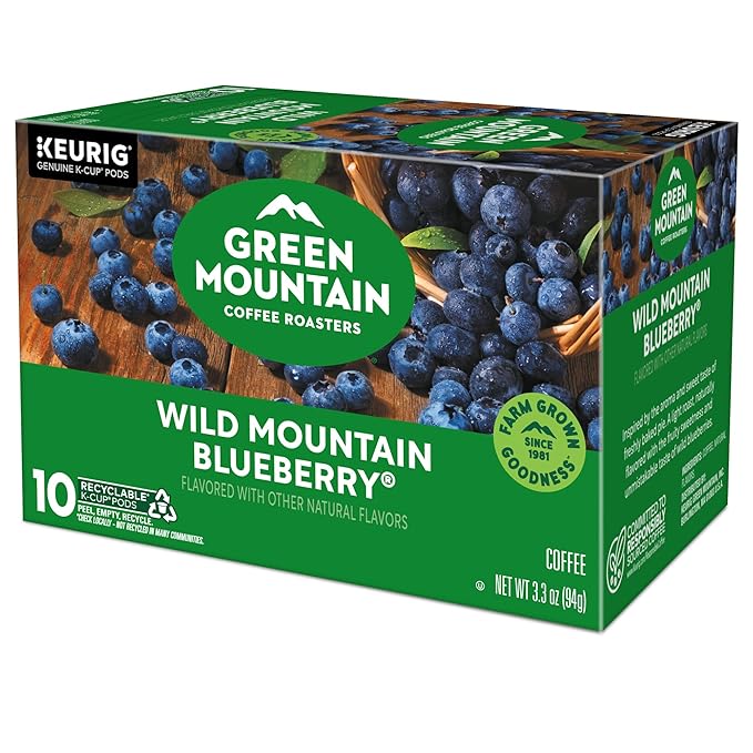 Green Mountain Coffee Roasters Wild Mountain Blueberry Keurig Single-Serve K-Cup pods Light Roast Coffee 60 Count (6 Packs of 10)