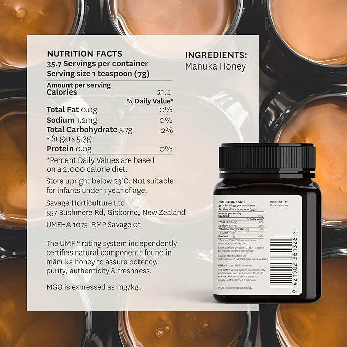 WildCape Manuka Honey Certified UMF 10+/MGO 263+ - 100% Pure Raw Unpasteurized Non-GMO Made in New Zealand - 8.8 oz (Pack of 1)