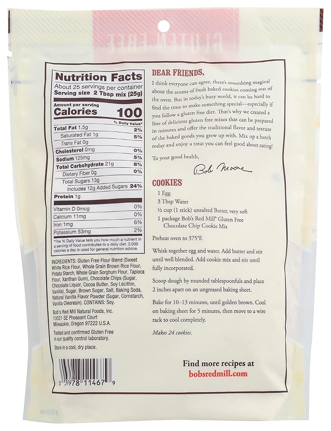 Bob's Red Mill MIX COOKIE CHOC CHIP 22 Ounce Pack of 4
