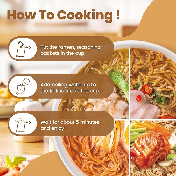 Hethstia High Protein (26g) Ramen Cup Noodles 6 Count Plant-Based Vegan Noodle Variety Pack - Chicken Spicy Beef Kimchi Curry | Non-Fried Low Sugar Low Fat | Ready to Eat Healthy Asian Meal