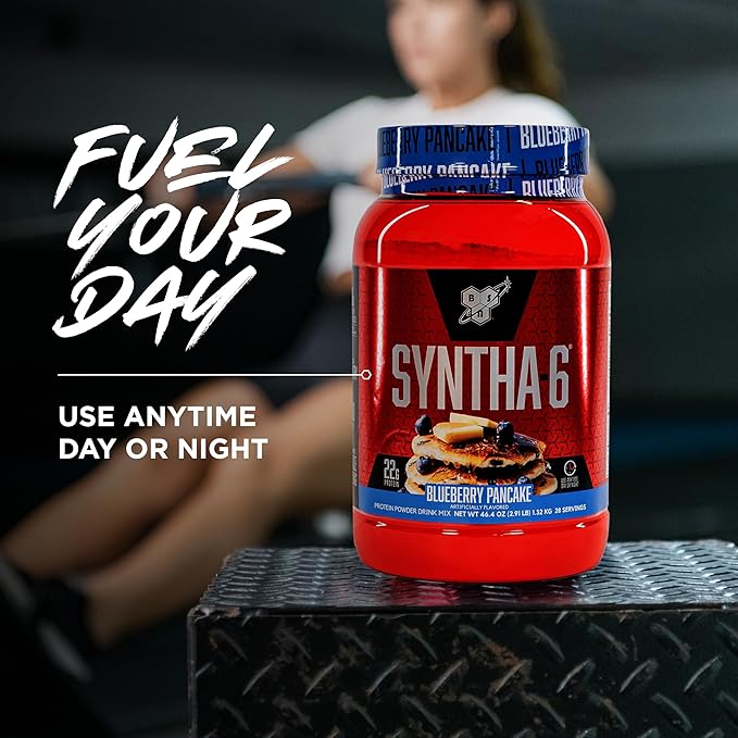 BSN SYNTHA-6 Premium Protein Powder with 6g of Fiber Whey Protein Micellar Casein Milk Protein Isolate Blend 5g Fat Blueberry Pancake 28 Servings (Packaging May Vary)