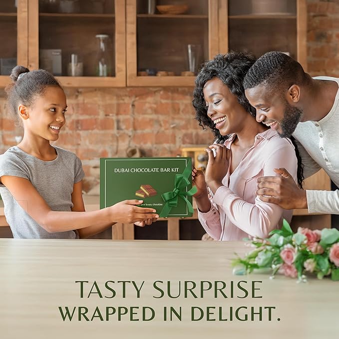 Dubai Chocolate Bar Kit Master Make at Home Set with Pistachio Cream Tahini Mix Dried Kataifi Milk Choco Melting Wafers Jumbo Bar Mold &amp Step-by-Step Guide – Unique Premium Gift for Dessert Lo