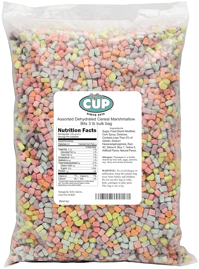 By The Cup Assorted Dehydrated Cereal Marshmallow Bits 3 lb bulk bag