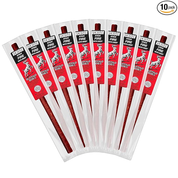 Buffalo Bob's Wild Game Meat Snack Stick - Venison Fire Stick 10 Pack