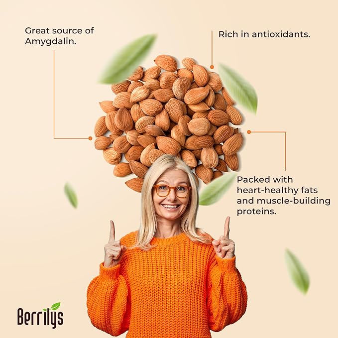 Berrilys Organic Bitter Apricot Kernels - USDA Certified Organic Bitter Apricot Seeds - Natural &amp Non-GMO Premium Quality Kernals No Sulfur or Additives - 16 oz