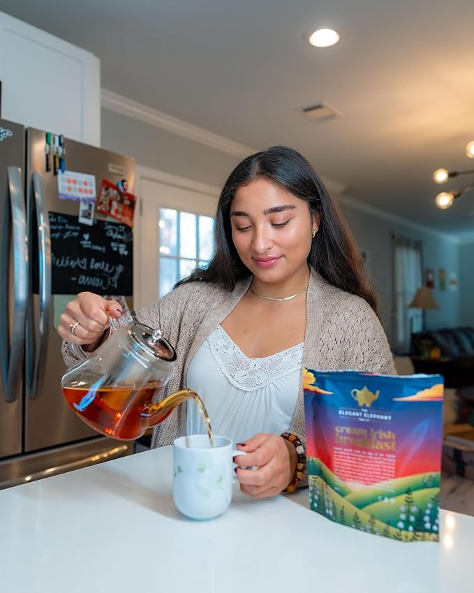 Cream Irish Breakfast Tea Loose Leaf Black Tea – Irish Classic with Caramel &amp Strong Assam – Robust Full-Bodied – Drink Hot or Iced – 4 oz Resealable Bag (Makes 50 Cups) – The Elegant Elephant