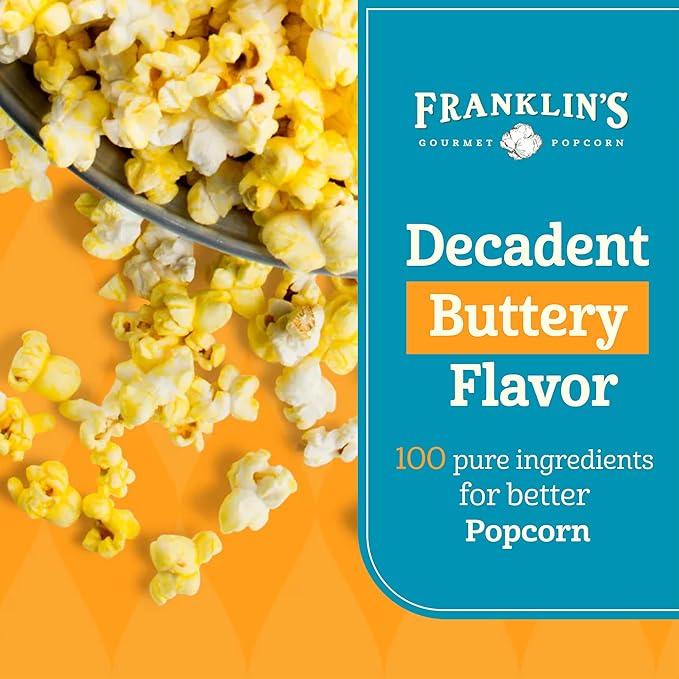 Franklin’s Gourmet Popcorn Butter Flavored Coconut Oil - 30 oz- Zero Trans Fat - Vegan &amp Gluten Free Movie Theater Popcorn Butter Oil