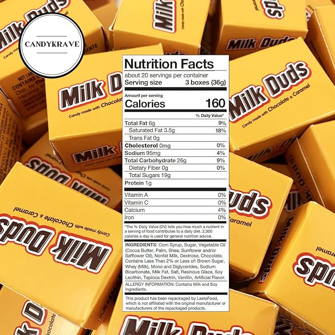 Milk_Duds Chewy Candy - Chocolate &amp Caramel Candy - Delicious &amp Sweet Mini Treats - Classic Bite Sized Candies for Pantry Parties Movie Nights Christmas &amp Birthdays (1 lbs)