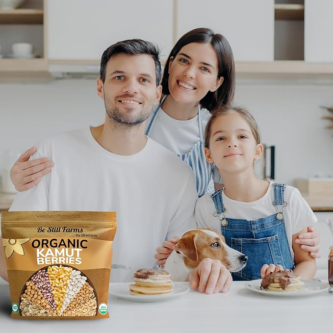Be Still Farms Organic Kamut Wheat Berries Khorasan (4.8lb) - Ancient Whole Grain Bulk - Ideal for Flour Pasta Salads Soups - High in Fiber &amp Protein | USA Grown | USDA Certified | Vegan | Non-