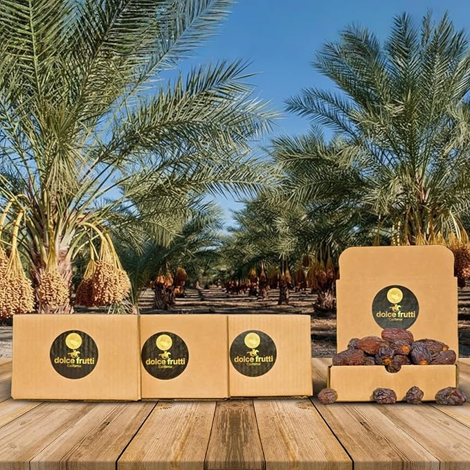 Dolce Frutti Medjool Dates– 3 Lbs –Naturally Sweet with Rich Caramel Taste Grown in California Using Permaculture Practices Great for Snacking &amp Blending Farm Fresh &amp Handpicked