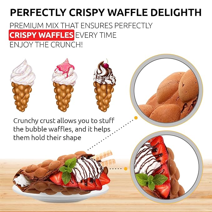 OldSoul Professional Bubble Waffle Mix | GLUTEN FREE &amp VEGAN | Crispy | 30 Lbs | Chocolate Flavor | Egg Waffle Mix | 168 Waffles (30 Lbs Gluten Free &amp Vegan)