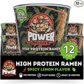Power Noods High Protein Ramen Noodles - 12 or 6 Pack | Protein Ramen Cups for Lunch or Dinner | Better for You Plant-Based Instant Meal | Spicy Limon