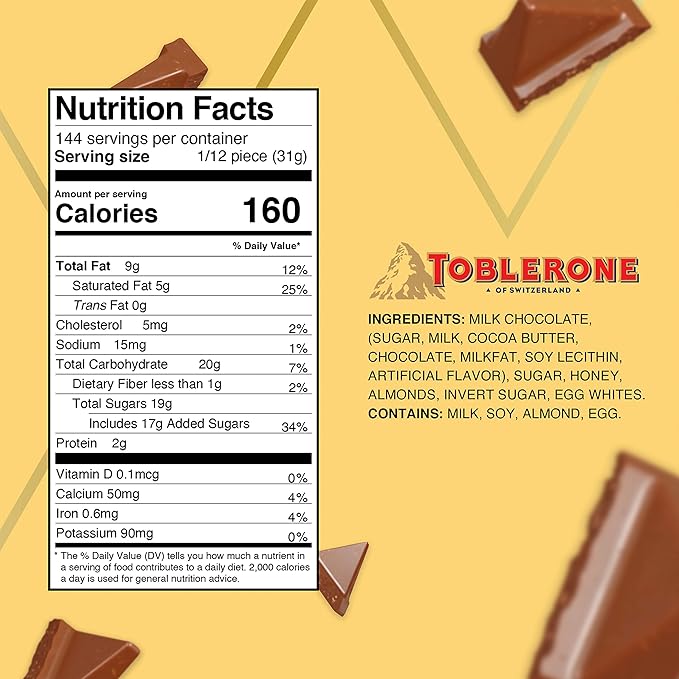 Toblerone Swiss Milk Chocolate Giant Candy Bar with Honey and Almond Nougat 9 lb 14.7 oz