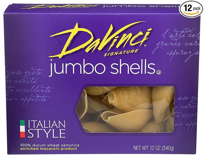 DaVinci Signature Jumbo Shells Pasta 12 Ounce Boxes (Pack of 12)