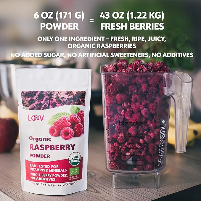 Bundle – 2 items: LOOV Organic Wild Blueberry Powder and Organic Raspberry Powder