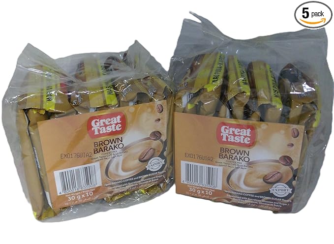 Great Taste Brown Barako Coffee Mix Instant Ground Coffee 30g Packets 10 Count 2 Pack