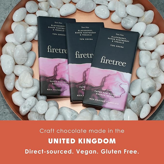 Firetree Papua New Guinea Karkar 72% Dark Chocolate 3 Pack - UK Premium SinglebOrigin Bean-to-bar - Vegan Keto Halal friendly - Bundle