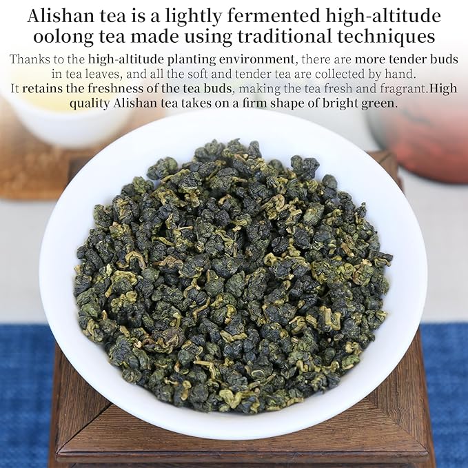 XIXICHA Alishan Oolong Tea Loose Leaf Grade AAA Taiwan High Mountain Gaoshan Ulong Tea Taiwan Tea Taiwanese Green Oolong Tea Floral and Fruity Aroma（120 cups） 5.29oz/150g 阿里山 乌龙茶