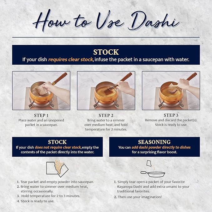 Kayanoya Dashi Original Dashi Stock Powder Dashi Powder with Superb Flavor from Skipjack Tuna Flakes Round Herring Grilled Flying Fish and More (8g Packets x 30)