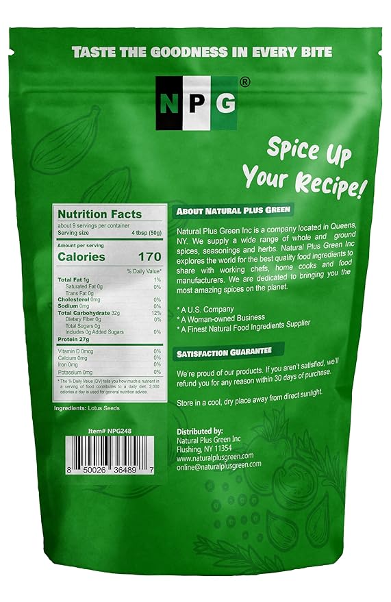 NPG Dried Lotus Seeds 16 Oz Uncooked White Phool Makhana Fox Nut Perfect for Lotus Seed Sweet Dessert Soup Paste and Porridge Good for Gut Health