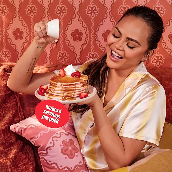 Cravings by Chrissy Teigen Gluten Free Pancake and Waffle Mix Strawberry Mochi Pancakes &amp Waffles Add Eggs Milk &amp Oil Makes 18 Pancakes (Pack of 3)