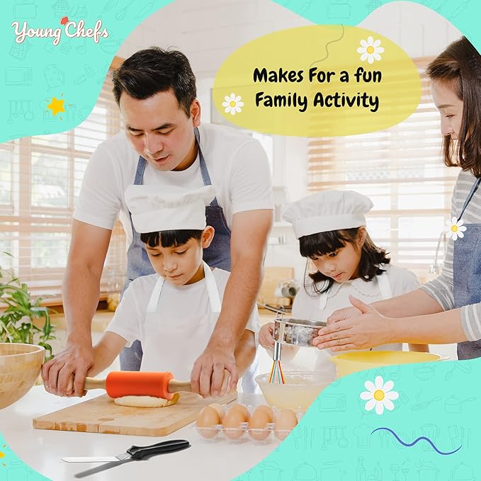 Young Chefs Cooking and Baking Set for Kids – 19 Pieces Real Baking Set – Giftable Sets for Girls and Boys – Stocking Stuffers for Kids Cooking Sets Real 8-12 Years
