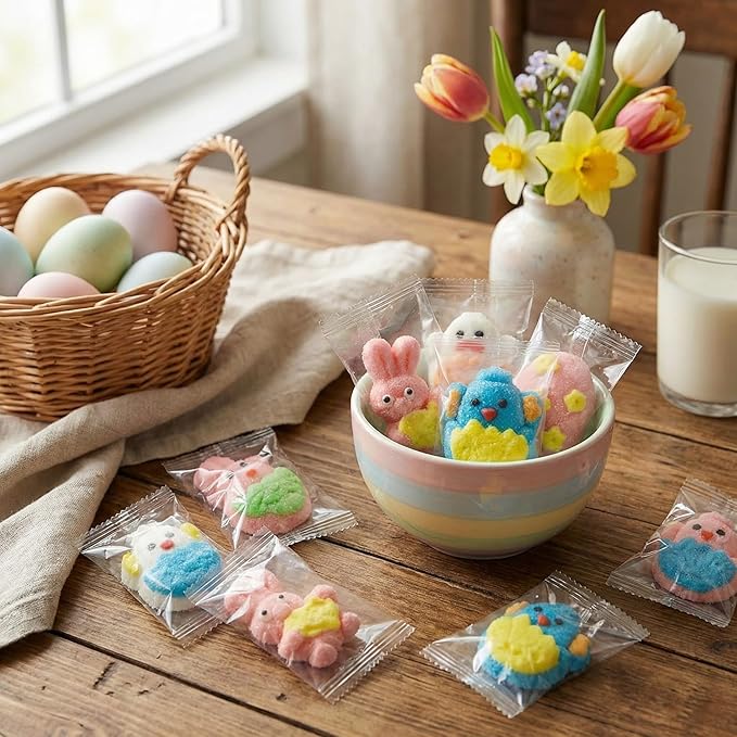 Easter Marshmallow Gummies - 10 Fun Designs 12-Pack Total 120 Individually Wrapped Gummies - Gluten-Free &amp Dairy-Free Perfect for Egg Hunts