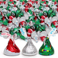Kisses Christmas Mix 5LB – Santa Hat &amp Christmas Tree Chocolate Kisses Individually Wrapped Holiday Candy in Red Green &amp Silver Foil – Bulk Treats for Christmas Parties &amp Stocking Stuffe